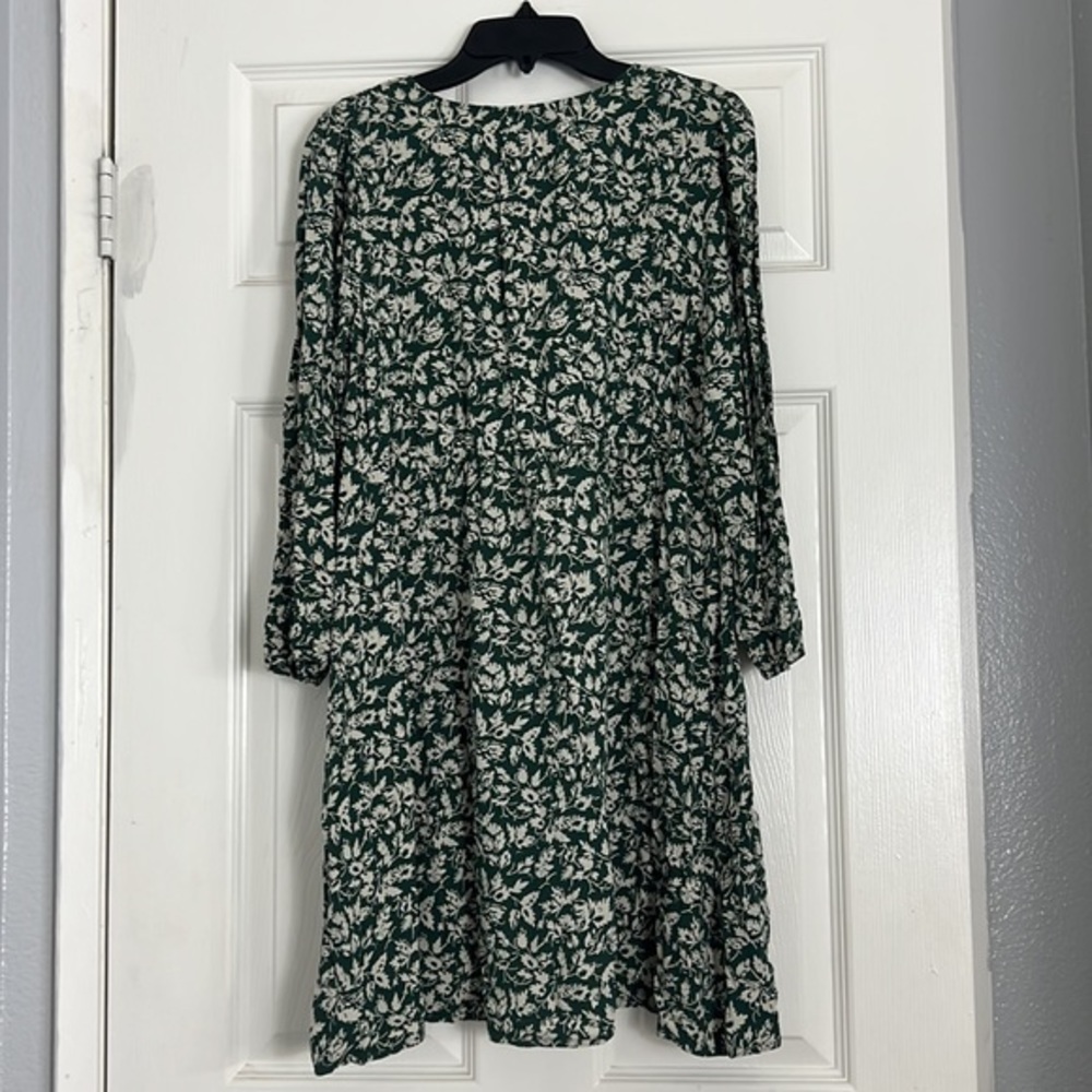Madewell V-Neck Button-Front Mini Dress in Forest Leaves - Picture 3 of 9
